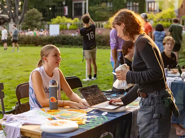 Clubs, student organizations, intramural sports, academic and institutional departments host tables at Log Jam
